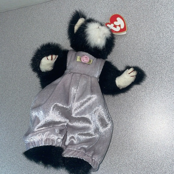 Vintage 1993 Ty Attic Purrcy Black Cat Kitten Plush 8” Jointed Adjustable Arms - Picture 11 of 11
